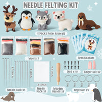 1 x RAW Customer Returns WATINC 25Pcs Polar Animal Needle Felting Starter Kit DIY Needlework Craft Felt Tools Felt Needles Foam Mat Polar Bear Penguin Elk Sea Lion Noh Doll Wool Party Accessories for Beginners Kids - RRP €29.79