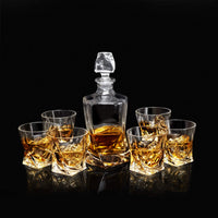 1 x RAW Customer Returns KANARS 7-piece whiskey glasses and carafe set, lead-free crystal glasses, 800 ml whiskey decanter with 6x 300 ml glasses, high quality, beautiful gift box - RRP €69.88