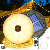 1 x RAW Customer Returns Ollny Camping Fairy Lights 10M 100LED, Waterproof Portable Roll-up Fairy Lights Outdoor with 8 Lighting Modes, Solar USB Fairy Lights for Camping Outdoor Balcony Garden With Remote Control, USB Cable  - RRP €30.24