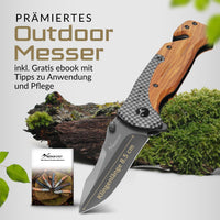 1 x RAW Customer Returns BERGKVIST K39 folding knife one-hand knife in the forest wood edition for outdoor survival - sharp 3-in-1 pocket knife with wooden handle, glass breaker belt cutter including fire steel bag - RRP €28.99