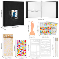 8 x Brand New Linen Cover Self-Adhesive Photo Album, Scrapbook Photo Book, 20 Sheets 40 Pages, Scrapbook Photo Album with Scraper and 2 Metal Pens, Ideal Wedding Album for Family Black  - RRP €153.6