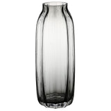 1 x RAW Customer Returns Black Grey Glass Vase for Flowers, Darl Grey Bud Tall Glass Vases, H-32cm, Simple Striped Design for Home Floor Decoration, Farmhouse Decoration, Centerpiece, Coffee Table Decorations Gray, 32cm  - RRP €27.84