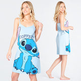 1 x RAW Customer Returns Disney Nightdress Women s Sleeveless Night Dress Spaghetti Straps Sleep Shirt Stitch Mickey Minnie Aristocats Marie Women Teenager Girls Sleepwear S-XL S, Blue Stitch  - RRP €19.15