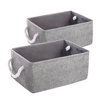 3 x Brand New Piece Fabric Storage Basket Foldable with Handles Clothes Toy Organizer Bedroom Small Grey  - RRP €68.4