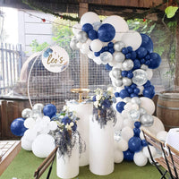 2 x Brand New 113 Pieces Silver Blue Balloons, Navy Blue Balloons, Silver Blue Confetti Garland Latex Balloons for Boys, Baby Baptism, Birthday, Graduation, Wedding - RRP €27.14