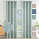 1 x RAW Customer Returns MIULEE living room curtains linen eyelet curtain linen look curtain boho curtain with eyelets semi-transparent linen curtain curtains set of 2 HxW 245 x 140 cm, summer green - RRP €38.99