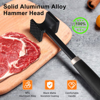 1 x RAW Customer Returns HOOMIL Meat Tenderizer, Double-Sided Non-Stick Schnitzel Tenderizer, Meat Hammer with Non-Slip Handle for Schnitzel, Steaks - Black - RRP €14.98