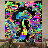 1 x Brand New QGKPL Blacklight Tapestries, Mushroom UV Reactive Blacklight Wall Poster for Bedroom Aesthetic Tapestry Decor, Psychedelic Eyes Wall Carpets with Mounting Accessories 51 x 59  - RRP €20.4