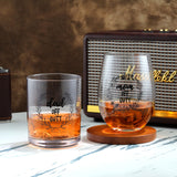 1 x Brand New Joeyan Gifts for Dad Mom, Parents Gifts for Anniversary Birthdays, 520ml Stemless Wine Glasses and 360ml Whiskey Glasses with Dad Mom Off Duty Pattern - RRP €20.4