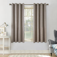 1 x RAW Customer Returns CUCRAF Pair of Thermal Insulated Eyelet Curtains Set of 2 with 2 Passes Coating Sun Protection for Bedroom Blackout Curtains H175xW140cm Linen Color - RRP €39.31