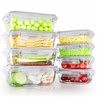 1 x RAW Customer Returns TUSEASY glass container with lid, 1040ml 410ml glass food storage containers set of 8, meal prep boxes, glass bowl, lunch box, glass storage containers, airtight Tupperware containers, for the kitchen, BPA-free - RRP €39.34