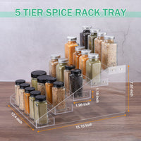 1 x Brand New sourcing map 5 Tier Spice Rack Organizer Acrylic Spice Drawer Organizer Spice Jar Rack for Kitchen Countertop Cabinet Pantry Clear - RRP €35.49