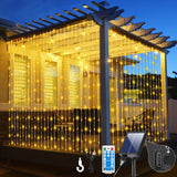 1 x RAW Customer Returns GCMacau Solar Fairy Lights Outdoor, 6x3M 600LED Curtain Lights, Weatherproof Outdoor Solar Fairy Lights, 8 Modes Upgraded Solar Panel with USB Power Supply Solar for Gardens Christmas - RRP €39.32