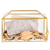 1 x RAW Customer Returns NCYP 32cm Large Geometric Glass Card Box Terrarium with Slot and Heart Lock Base Gold Handmade Brass for Wedding Reception Wishwell Keepsake Centerpiece Glass Box and Lock Only  - RRP €60.25