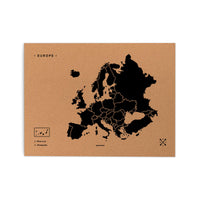 1 x RAW Customer Returns Miss Wood Woody Map L map of Europe made of cork, black lettering in English , 45x60cm  - RRP €34.12