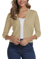 1 x RAW Customer Returns Women s 3 4 Sleeve Open Front Bolero Cardigan Shrug Solid Cardigan Top S, Apricot  - RRP €31.99