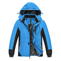 1 x RAW Customer Returns MoFiz Ski Jackets for Boys Winter Warm Lining Waterproof Windproof Mountain Snow Coat with Detachable Hood Blue Black M 10-12 years  - RRP €66.54