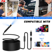 1 x RAW Customer Returns 1080P HD Double Lens Endoscope Snake Inspection Camera, Pancellent Type C Endoscope, WiFi Scope Camera with 6 LED Lights for Android and iOS Smartphones, iPhone, iPad, Samsung 3M  - RRP €17.02