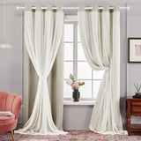 1 x RAW Customer Returns Deconovo Modern Blackout Curtains with Voile 290 Height for Children s Bedroom, Elegant Interior Curtains with Eyelets 2 Pieces, 140x290 CM Dark Beige - RRP €44.78