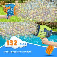 1 x RAW Customer Returns Bubble Gun, Bazooka Bubble Gun, 132 Holes Bubble Gun, 8 Bottles of Bubble Liquid, Bubble Launcher Toy Gifts for Adults Children Play and Indoor Outdoor Party - RRP €20.16