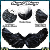 11 x RAW Customer Returns WIWJ 60CM Angel Wings with Halo Headband and Magic Wand, Black Angel Wings Party Costume, Feather Wings Angel Wings Costume for Halloween Carnival Cupid Cosplay Party Mardi Gras Costumes Decoration - RRP €171.82