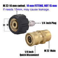 1 x RAW Customer Returns M MINGLE Pressure Washer Adapter Set, M22 to 1 4 Inch Quick Connect Kit - RRP €16.87