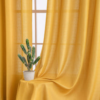 1 x RAW Customer Returns MIULEE 2 Units Translucent Living Room Curtains Polyester Linen with Eyelets Modern Bedroom Curtains Window Living Room Bedroom Dining Room Kitchen 140 x 145 cm Gold - RRP €32.31