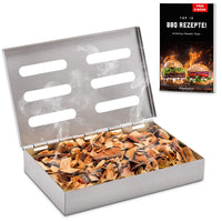 1 x RAW Customer Returns R ucherphorie smoking box made of stainless steel - Robust smoker box e-book with the most delicious recipes - Grill smoking box universal as a smoking box gas grill or smoking box charcoal grill - RRP €13.49