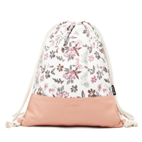 1 x RAW Customer Returns LEAPOP Gym Bag Hipster Canvas Sports Bags, Pink Gym Sack Bag Sports Bag Backpack with Inner Pocket and Keychain, Coin Purses Flowers  - RRP €18.19