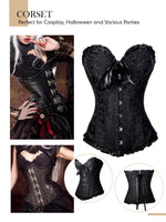 1 x RAW Customer Returns FeelinGirl Corset Women s Steampunk with 10 Plastic Bones Corset Gothic Full Breast Corsets Medieval Lace Up Bridal Top Vintage Corsets with Thong Green XXL - RRP €21.68