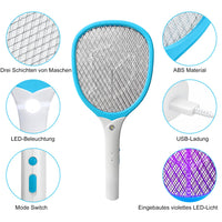 1 x RAW Customer Returns CYOUH Electric Fly Swatter Extra Strong 2 in 1 USB, with Battery Rechargeable Electric Mosquito Swatter with UV Light Trap, Mosquito M  - RRP €19.85