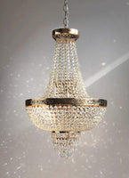 1 x RAW Customer Returns PGA Lights crystal basket chandelier, crystal hanging light, PLAZA 7 flames 40cm gold made from cut crystals - RRP €422.52