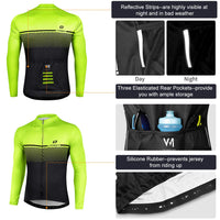 1 x RAW Customer Returns LAMEDA Cycling Jersey Men Women Long Sleeve Autumn Winter Cycling Jersey MTB Jersey Breathable Quick Drying Functional Shirt Bicycle Clothing for Cycling Road Bike Sports Black Green XXL - RRP €30.24