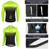 1 x RAW Customer Returns LAMEDA Cycling Jersey Men Women Long Sleeve Autumn Winter Cycling Jersey MTB Jersey Breathable Quick Drying Functional Shirt Bicycle Clothing for Cycling Road Bike Sports Black Green XXL - RRP €30.24