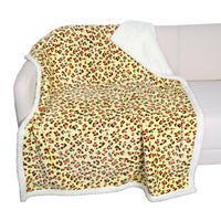 2 x Brand New Queenshin Cuddly Blanket Fluffy Yellow Leopard Print 150 x 200cm, 490 GSM Cuddly Soft and Warm Sherpa Blanket Plaid Sofa Throw - RRP €9.98