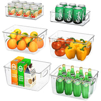 1 x RAW Customer Returns FINEW refrigerator organizer set of 6 4 large 2 medium , high-quality pantry storage containers with handle, transparent storage box organizer, ideal for kitchens, refrigerators, cupboards - BPA free - RRP €39.31