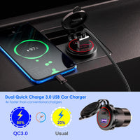 1 x RAW Customer Returns Thlevel Car USB Charger Car QC3.0 PD Type C USB with Switch for 12V 24V Vehicles Boat Motorcycle SUV Bus Truck Caravan Marine Red  - RRP €15.16