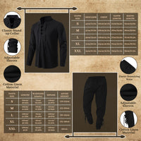 1 x RAW Customer Returns Ulikey Medieval Clothing Men Set, Men s Renaissance Costume Set with Linen Shirt Men s Medieval Pirate Shirt, Medieval Pants with Ankle Straps, Belt, Wrist Guards Black, M  - RRP €51.13