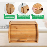 1 x RAW Customer Returns Vylure united practical bread bin made of bamboo 32x25x18 cm - Bread storage in the kitchen - Stylish knife block 18x8.5cm - Incl. integrated sliding function - RRP €30.24