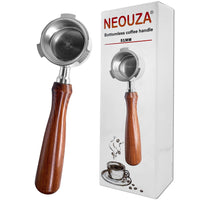 1 x RAW Customer Returns NEOUZA Espresso Bottomless Portafilter 51mm Compatible with DeLonghi Dedica EC680 EC685 EC785 EC820 EC850 EC860 Smeg Coffee Machine, Stainless Steel, Premium Rosewood - RRP €25.99