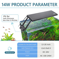 1 x RAW Customer Returns hygger Clip On 24 7 Lighting Aquarium LED Light, 14W Sunrise Daylight Moonlight Mode and DIY Mode, Adjustable Timer, Adjustable Brightness, Aquarium Light with 7 Colors for Planted Tanks - RRP €39.34