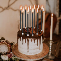 1 x RAW Customer Returns LUTER Long Metallic Birthday Candles Cake Birthday Cake Candles Cake Candles with Holders for Children and Adults Birthday, Wedding Party Decoration 24 Pieces Black  - RRP €7.84