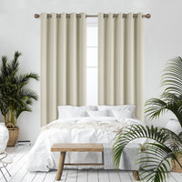 1 x RAW Customer Returns Deconovo Blackout Interior Curtains 2 Pieces 229 CM Height, Modern Opaque Bedroom Curtains with Eyelets, 168x229 CM Width x Height , Light Beige - RRP €61.95