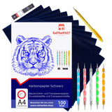 4 x Brand New Raimarket Carbon Paper 100 Sheet of Blue Paper A4 Craft Paper, Tracing Paper and Drawing Paper Transfer Paper For Textiles Drawing on Paper, Wood, Canvas and Other Surfaces - RRP €34.88