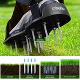 1 x RAW Customer Returns Ohuhu Lawn Aerator Shoes Nail Shoes with Shovel Free Installation, Lawn Aerator Aerator Garden Shoes with Velcro Fastener, The Ideal Lawn Aerator for Lawn Yard Garden, Black - RRP €24.99