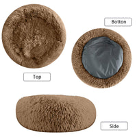 4 x Brand New Granbest Luxury Plush Dog Bed Cat Bed Round Dog Cushion Super Soft Doughnut Shape Pet Bed for Small Medium Dogs Faux Fur Pet Bed Machine Washable 50cm, Khaki  - RRP €81.6