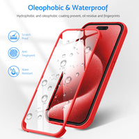 1 x RAW Customer Returns DOSNTO Double-Sided Transparent Case for iPhone 15 Pro Max 6.7 , 360 Degree Full Body Shockproof Drop Protection Transparent Mobile Phone Case Built-in Tempered Glass Screen Protector Protective Case, Red - RRP €17.99