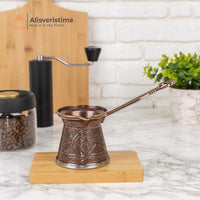 1 x RAW Customer Returns Alisveristime Authentic Turkish Coffee Pot Handmade Cezve Ibrik Multiple Sizes and Colors Available, Improve Your Coffee Experience Now Antique brown, 4 cups - RRP €36.84