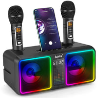 1 x RAW Customer Returns ALPOWL AL001 Karaoke Machine for Kids and Adults with 2 Wireless UHF Microphones, Portable Bluetooth Speaker PA System with LED Lights for Home Party, Wedding, Picnic, Outdoor Indoor - RRP €99.99