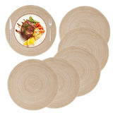 1 x RAW Customer Returns MaoXinTek Round Placemats Cotton Placemats 14 inch Easy Care Washable Braided Placemats for Kitchen Dining Table Party Decor Set of 6 Beige - RRP €17.99